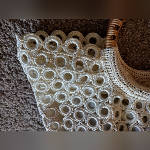 Studio Collection Crochet Tote Bag with Woven Handle - Picture 6 of 12